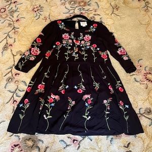 Anthropologie Maeve embroidered black dress XXSP